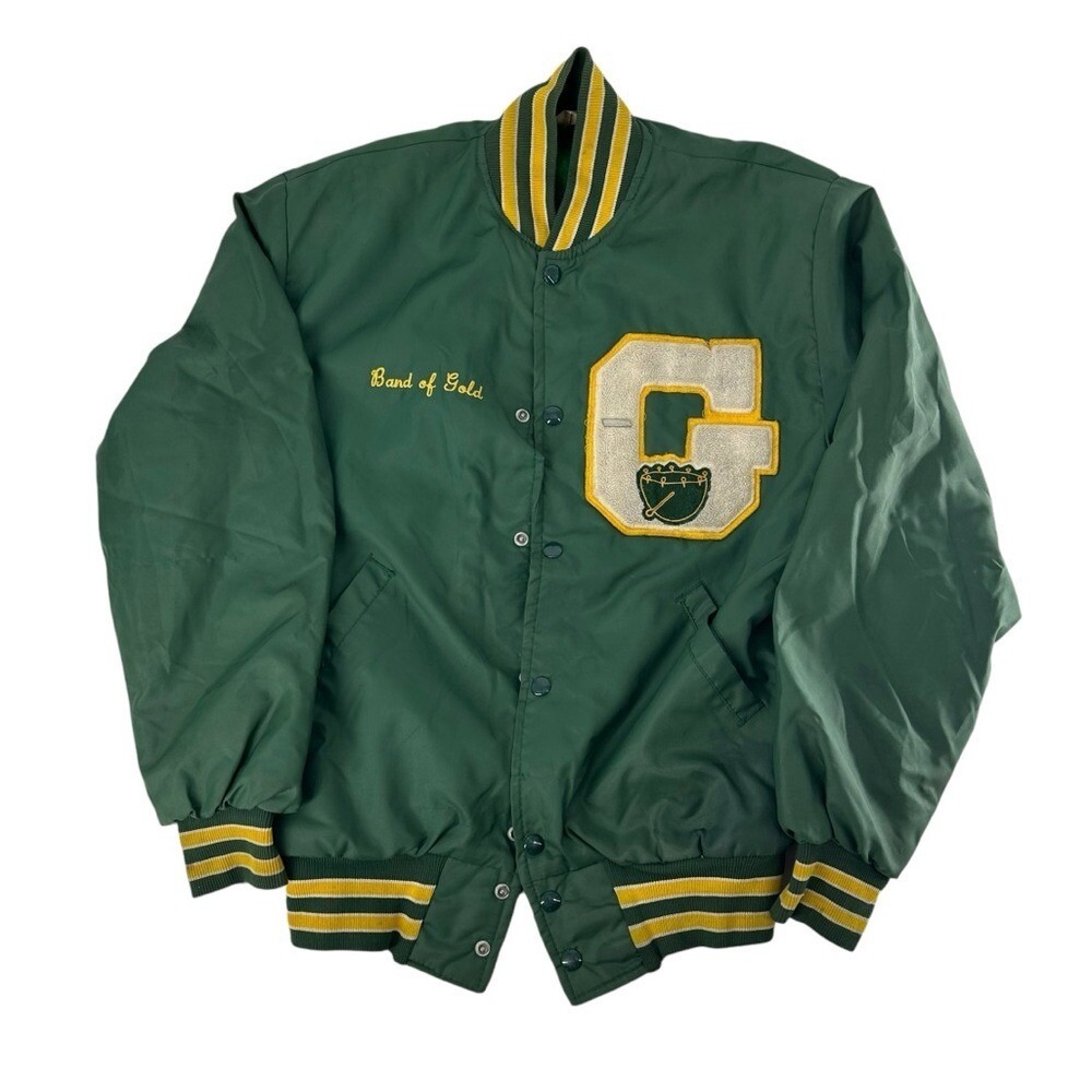 Vintage Griffin Bears Varsity Jacket Mens Small Green 70s Bomber Letterman Coat